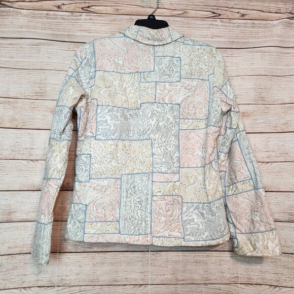 Coldwater Creek Quilted Pastel Patchwork Jacket Zipper Women's Size Small - Picture 11 of 16